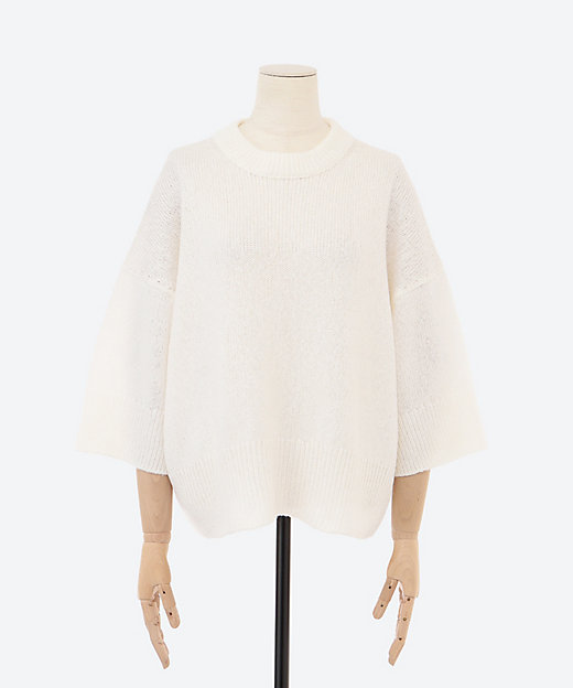 シルク5Gクルーネックショートスリーブニットセーター | BLAMINK