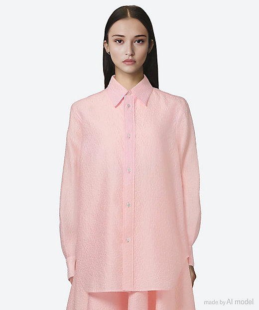 コットンシルクジャガードレギュラーブラウス | BLAMINK (Women