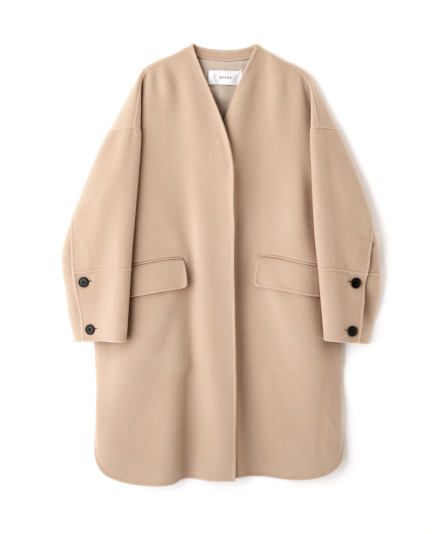 ソリッドウールリバーノーカラーコート（5315252902