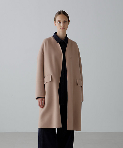 ソリッドウールリバーノーカラーコート（5315252902