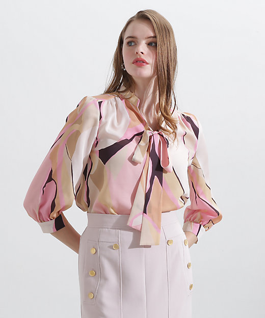 ◇マルチカラープリントブラウス（0315110401