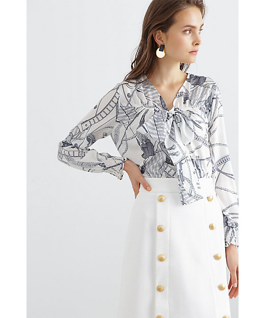 ◇スカーフプリントブラウス（0313110353） | PINKY&DIANNE