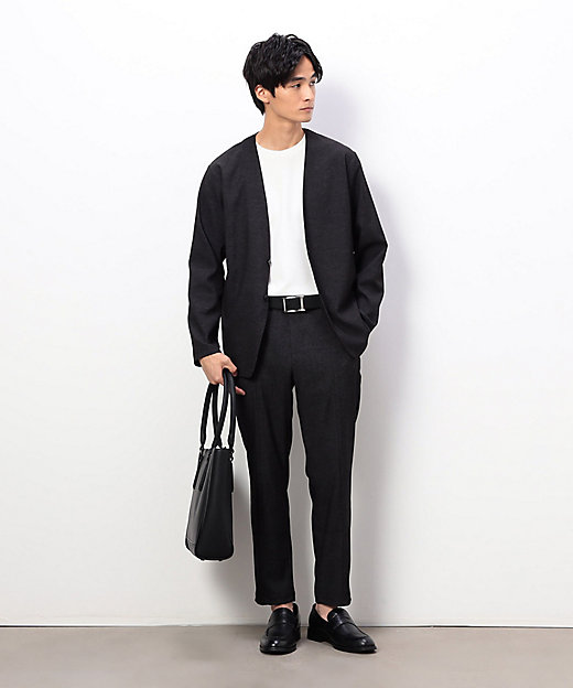 セットアップ対応】デニムライクストレッチ テーパードパンツ