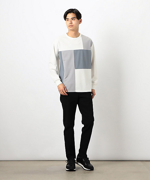 カラーブロック パッチワーク クルーネックTシャツ（4760TK26