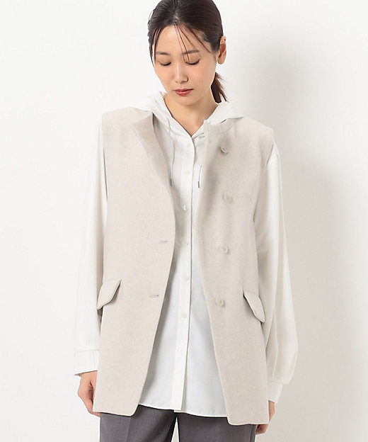 ＋サイズ 〕 やわらかメルトン スタンドカラージレ（7806JE06