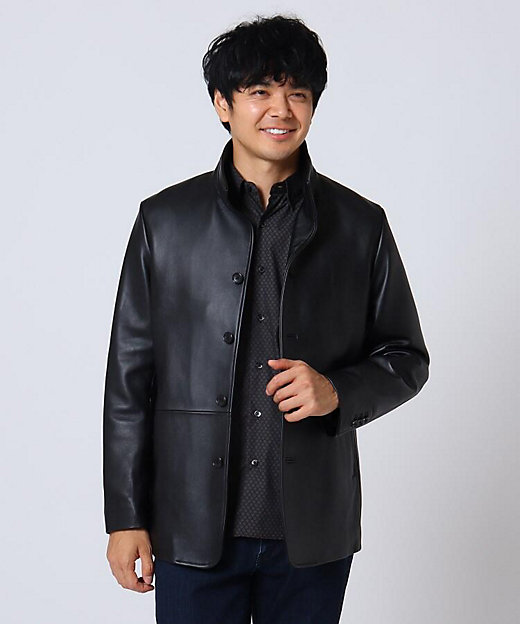 ラムレザースタンドカラージャケット（2001691712） | TAKEO