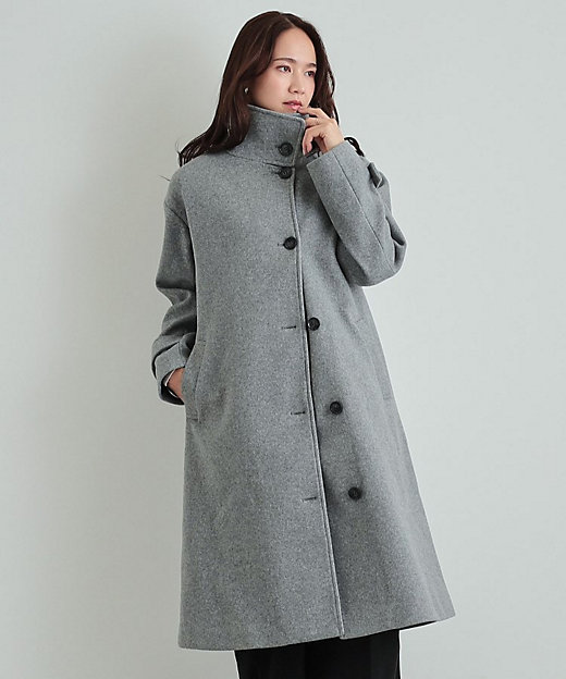 大人のお出かけスタイルに あったかウール調 スタンドカラーコート