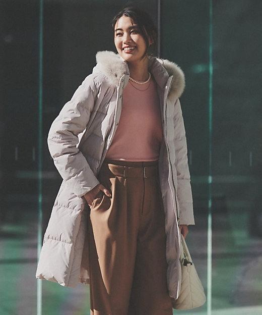 撥水／洗える／フード取り外し】ファー付きロングダウンコート