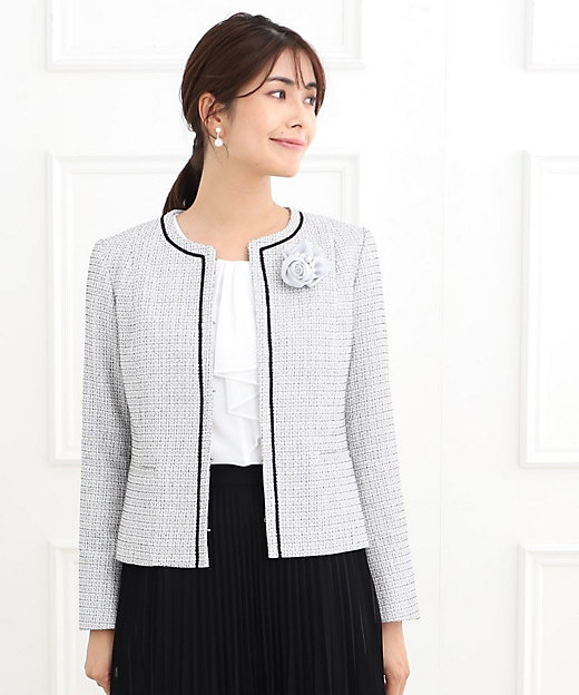 フォーマル／入卒／ママスーツ／セットアップ可】ツイードジャケット