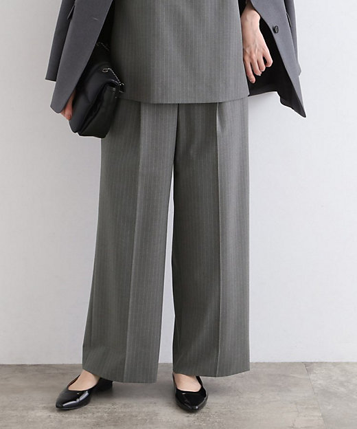 洗える／SETUP可能】ウール調タックワイドパンツ