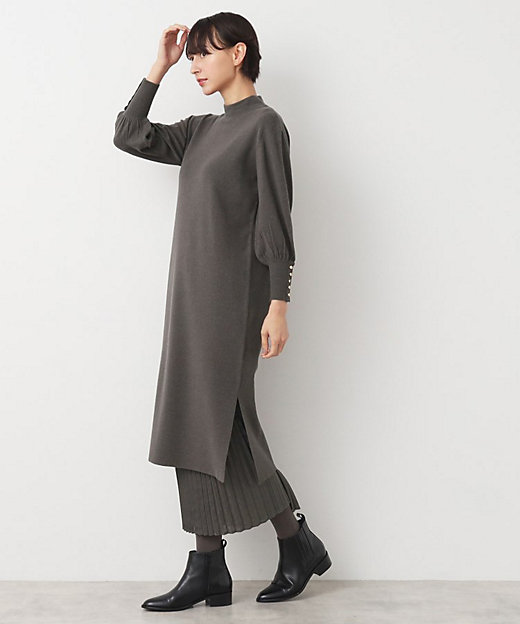 洗える】プリーツレイヤードニットワンピース（2002375030