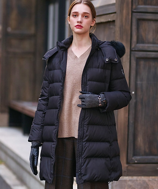 軽量／3WAY】ブルーフォックスファーロングタフタダウンコート