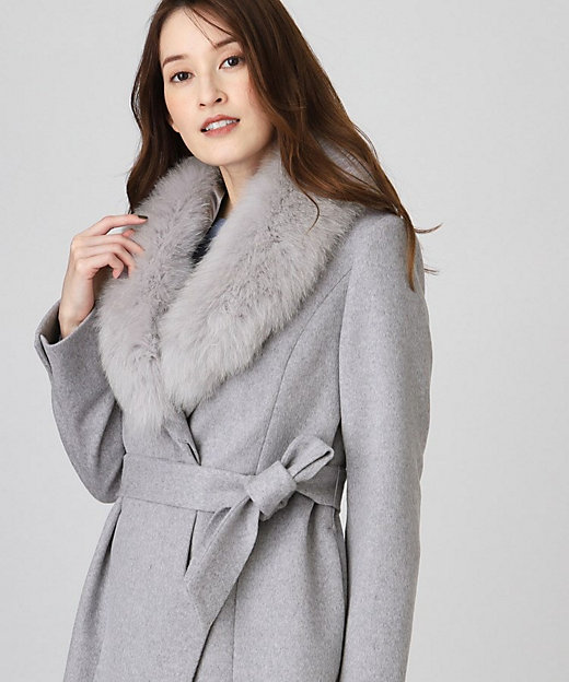 日本製／フォックスファー／カシミヤ混】ファー付ウールコート