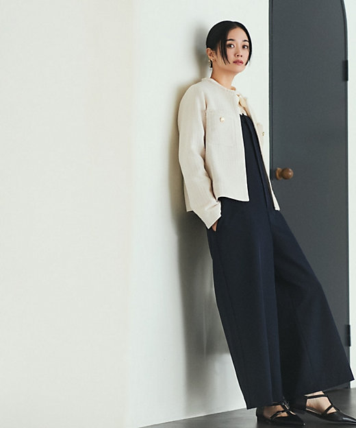 ONOFF活躍／セレモニー／通勤】ツイードノーカラージャケット