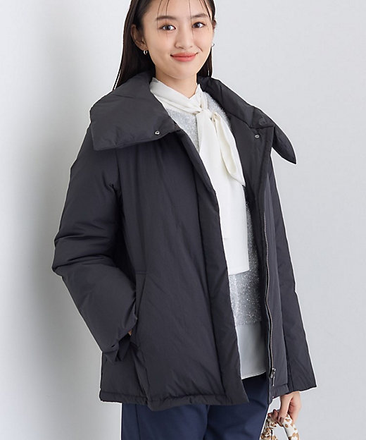 撥水／洗える／デザイン衿】ステッチレス ショートダウンコート