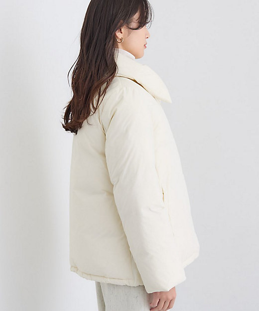 撥水／洗える／デザイン衿】ステッチレス ショートダウンコート