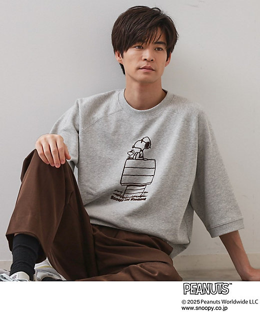 Peanuts スヌーピー 6分袖裏毛スウェット