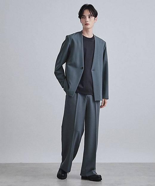 セットアップ対応】360度ストレッチノーカラージャケット