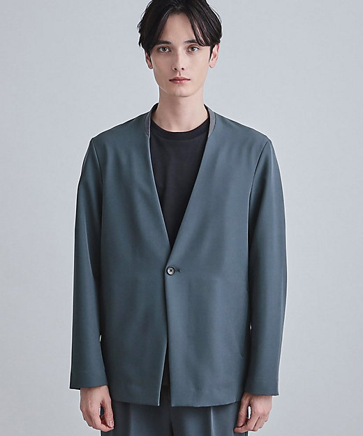 セットアップ対応】360度ストレッチノーカラージャケット