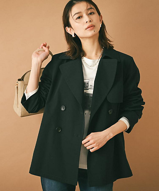 はっ水／洗える／セレモニーにも】タスランショートトレンチコート