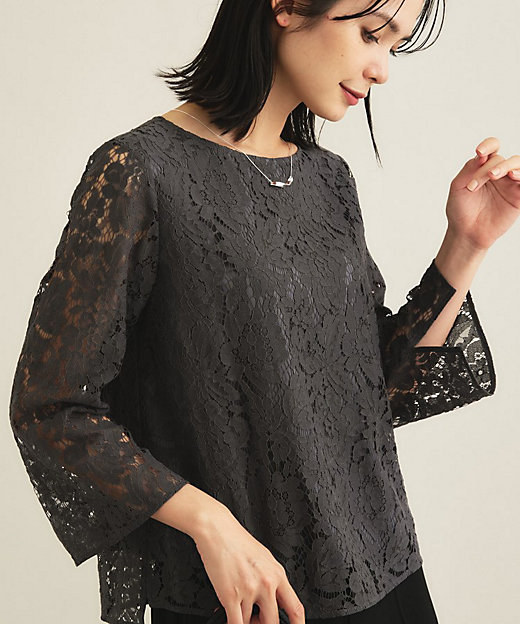 洗える／セレモニー】フラワーレースブラウス（2002554563