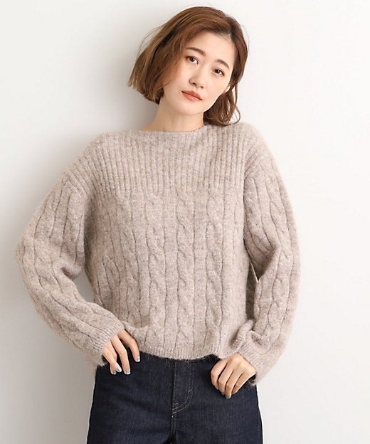 ふんわり包み込む ケーブルボートネックニット（2002555864