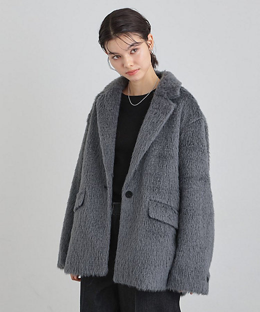 纏うだけで大人上品 シャギーチェスターハーフコート