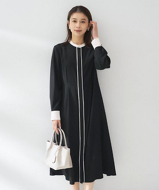 洗える／前開き／フォーマル】バイカラー ワンピース