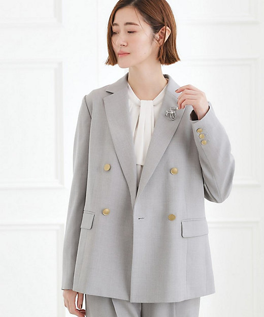 マシンウォッシュ／防シワ】ダブルテーラードジャケット【着回し