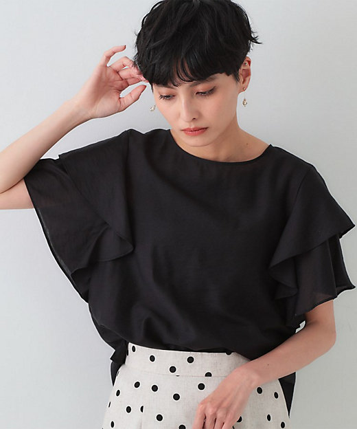 フリルスリーブブラウス【洗濯機洗い可】（2002504050