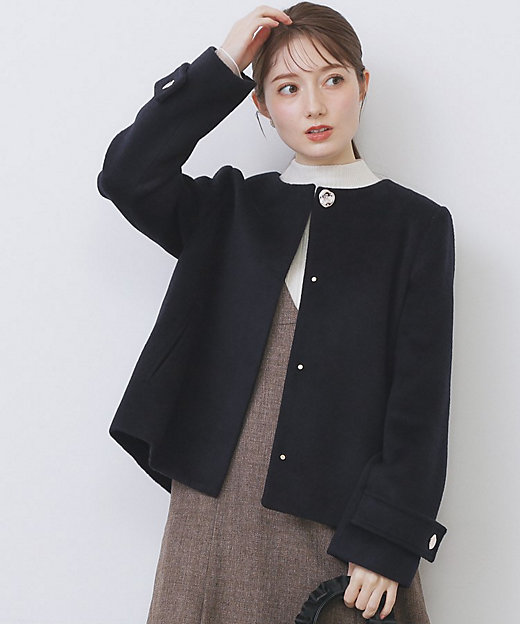 ノーカラーショートコート（2002506867） | index (Women