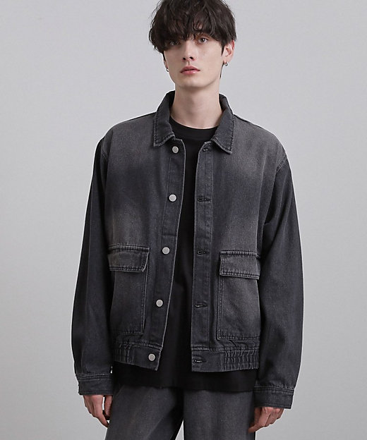 上下2点セット】デニムブルゾン＋ワイドデニムパンツ