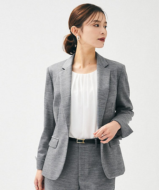洗えるスーツ／ストレッチ】ウール混ジャージ テーラードジャケット