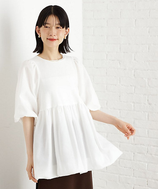 バルーンスリーブペプラムチュニック【洗える】（2002534969