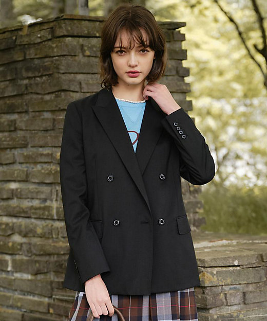 セットアップ可／オンオフ】ブラックダブルジャケット