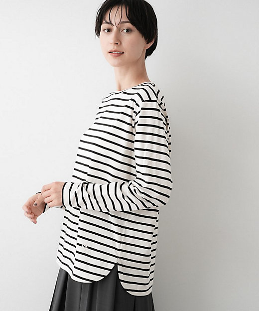 選べる首元デザイン／洗える】クルーネックロングTシャツ