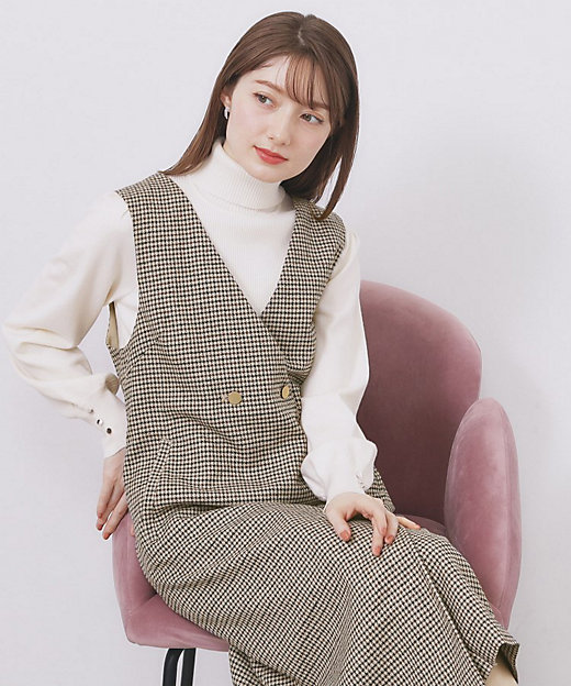 ラップ風ツイードジャンスカ【洗濯機OK／防シワ