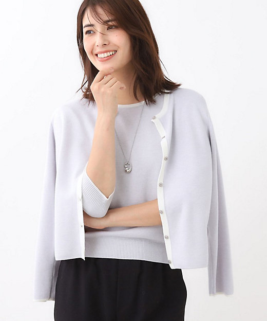 秋映え／単品使い◎／すっきり見え】ブローチ付きニットアンサンブル