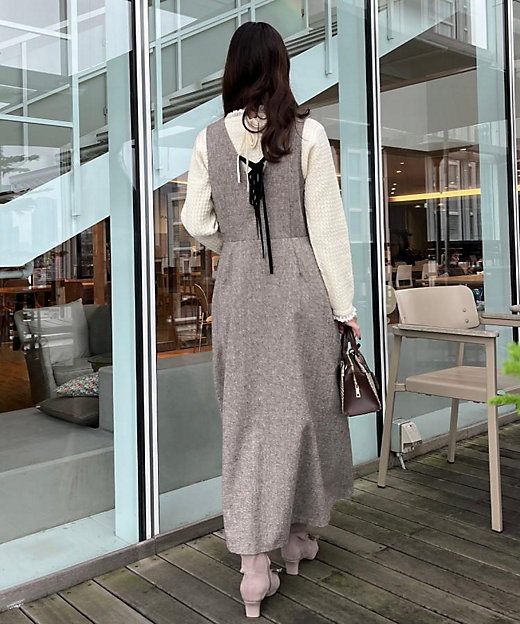 通勤・大人上品】ラメツイード ジャンパースカート