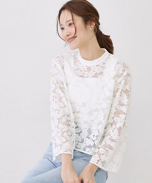 手洗い可】コットン混レースブラウス（2002585624） | COUP