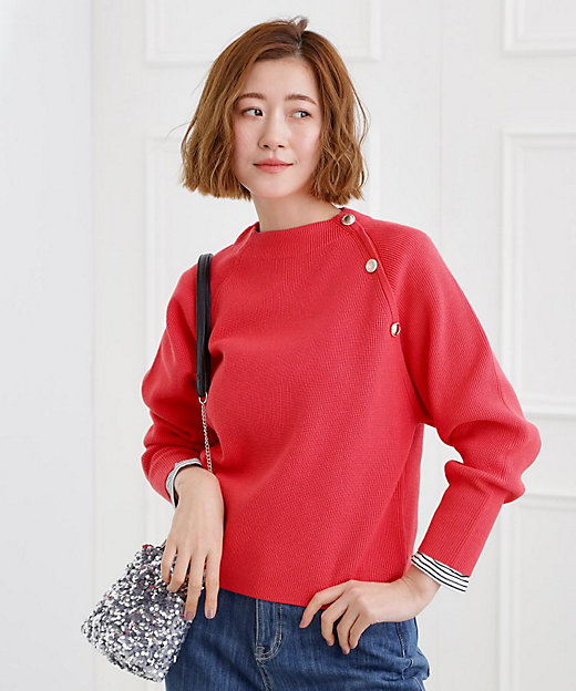 ラグランスリーブ肩ボタンニット（2002580306） | GROVE