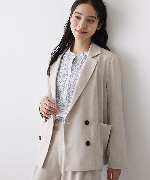 セットアップ可／洗える】リネンライクダブルジャケット