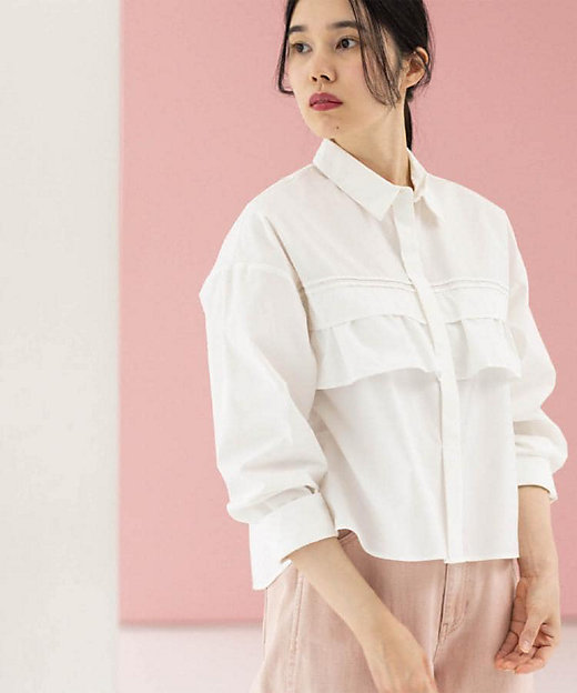 タックフリルシャツ【洗濯機OK】（2002604145） | OPAQUE
