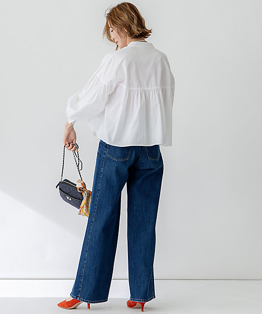 洗える】CANCLINI ギャザー フレア ブラウス