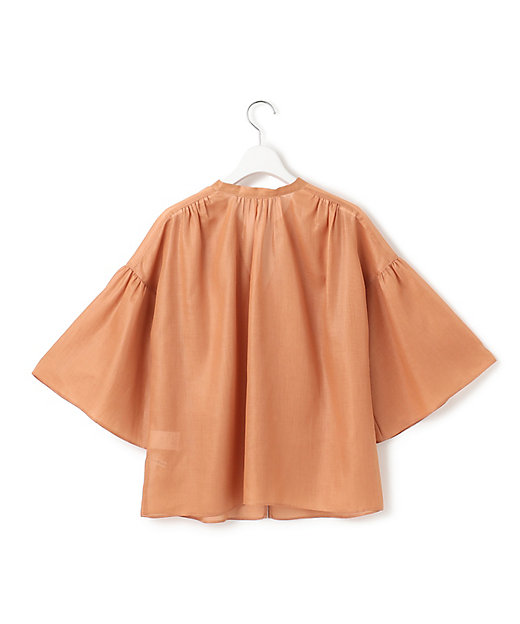 洗える】ソフトシアーフィルム ギャザー ブラウス