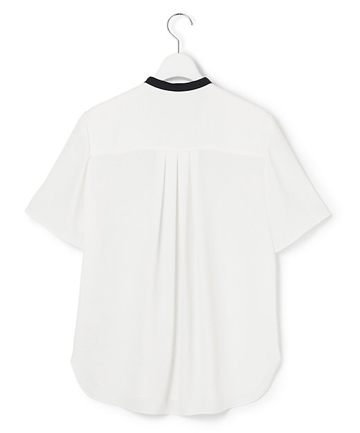 洗える】バックサテンアムンゼン バイカラー ボウタイ ブラウス