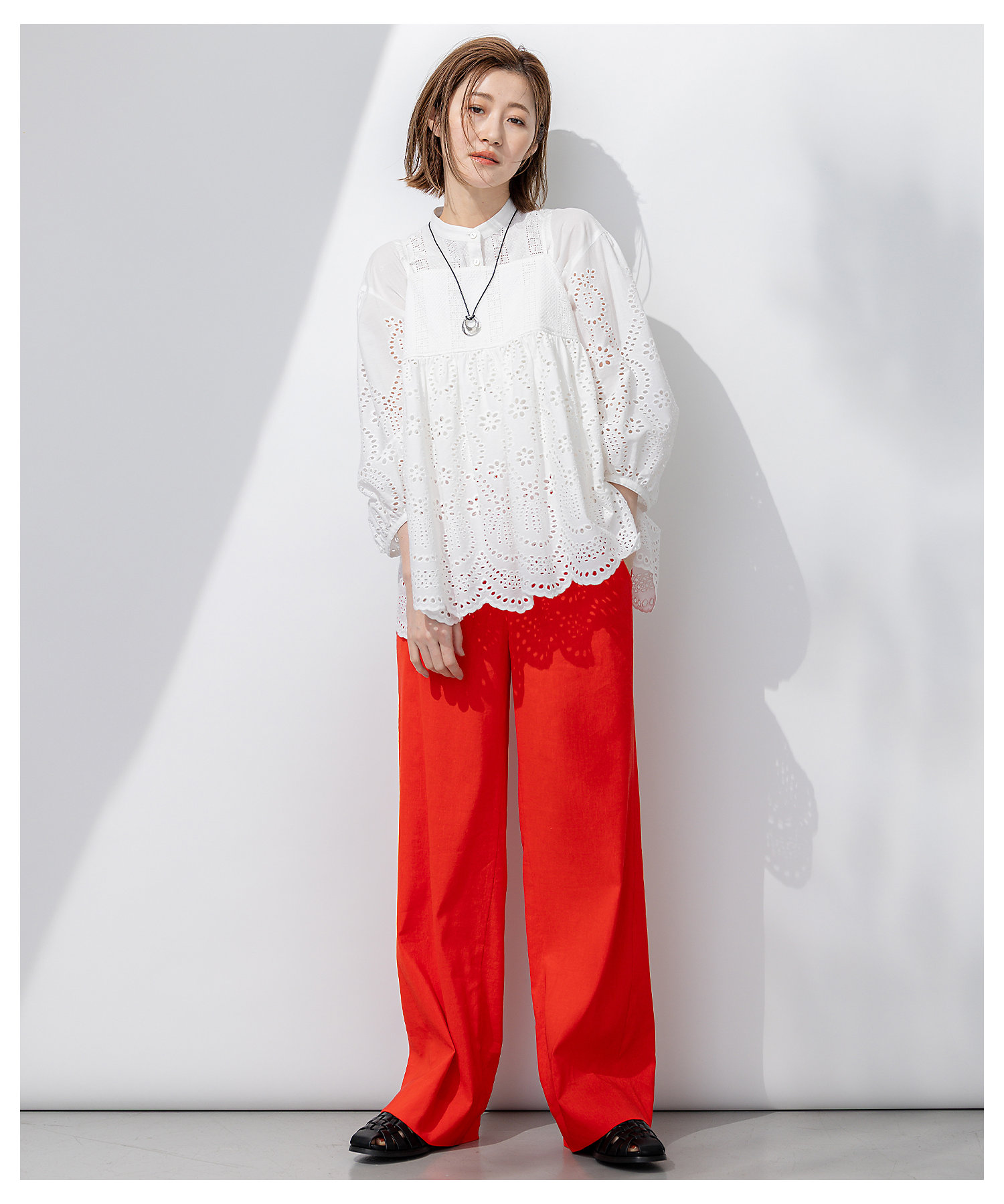 洗える】コットンエンブロイダリー キャミソール