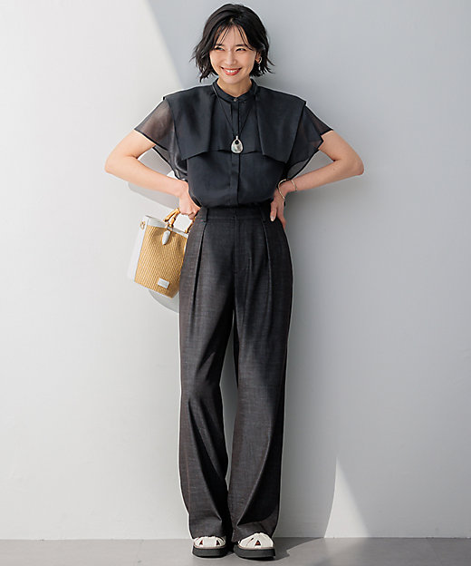 接触冷感／洗える】シアーフィルム ブラウス（BLWWCM0603