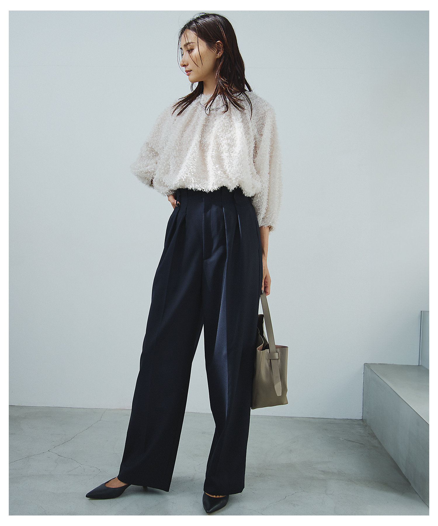 洗える】へアリ―カットジャカード ブラウス（BLWWCW0416