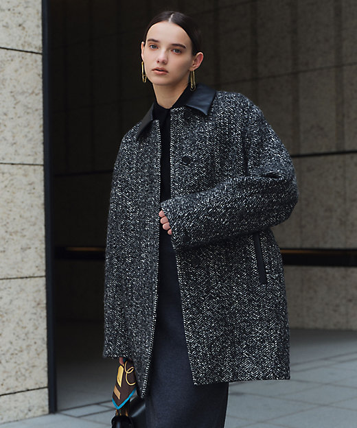 ROBY ／ フェイクレザーツイードコート（COCWGW0402